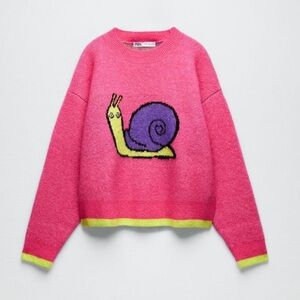 EUC Zara Snail Jacquard Knit Sweater
